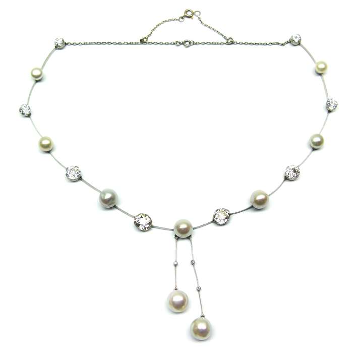 Antique diamond and pearl necklace